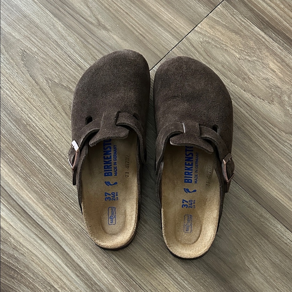 Birkenstock Clogs, Dark Brown, Suede